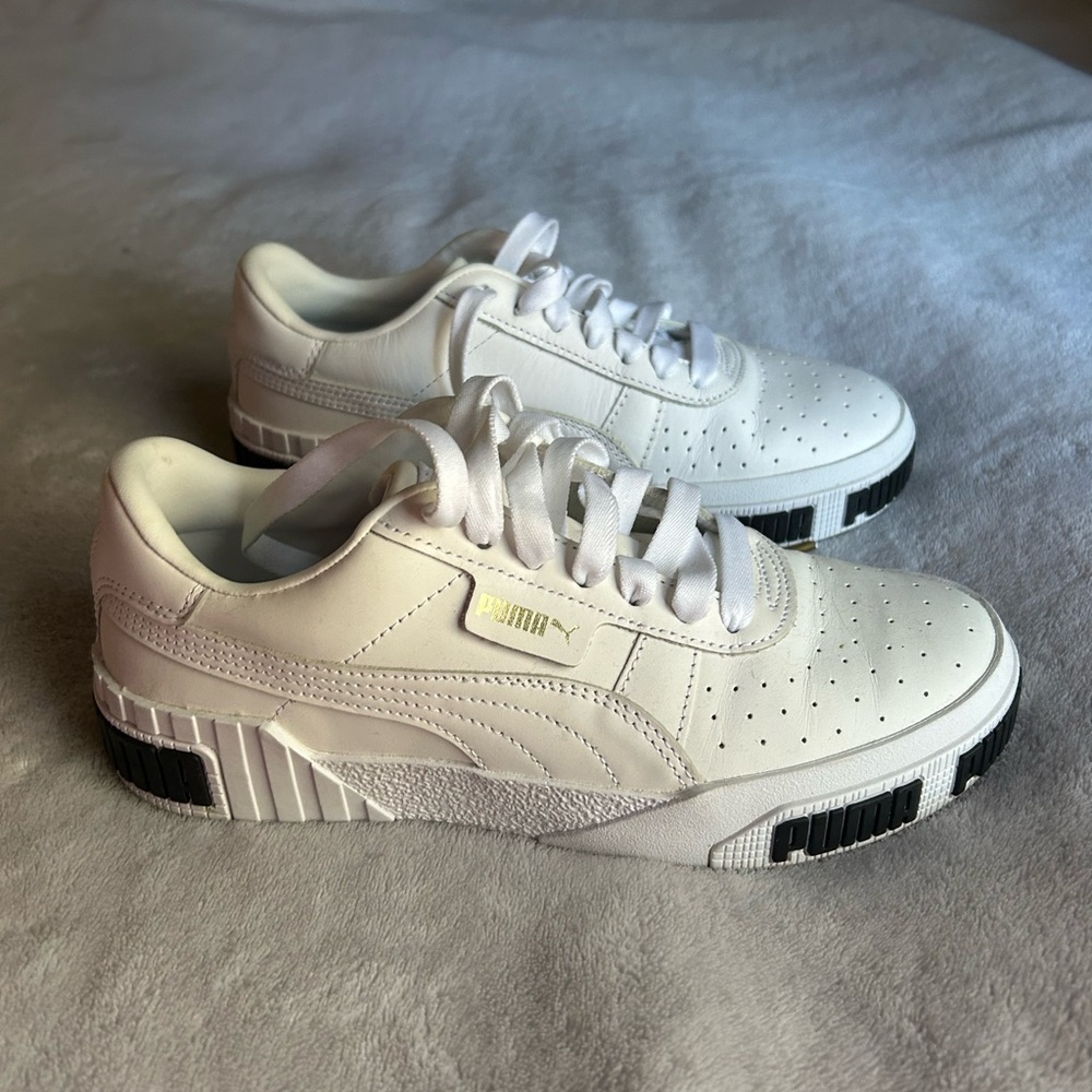 Puma White Sneakers with Black Detailing